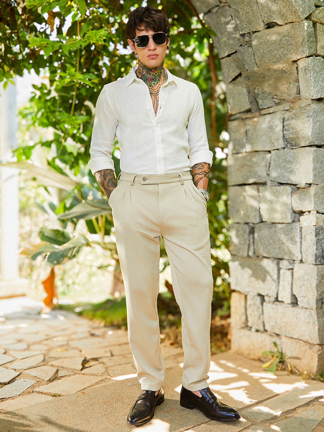 Micro-Waffle Chino Trousers