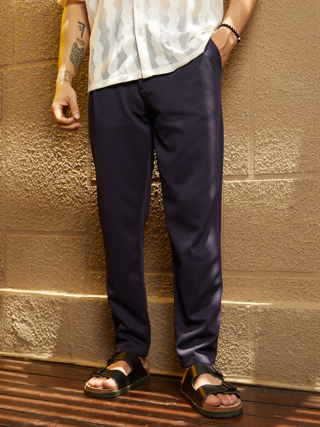 Micro-Waffle Chino Trousers