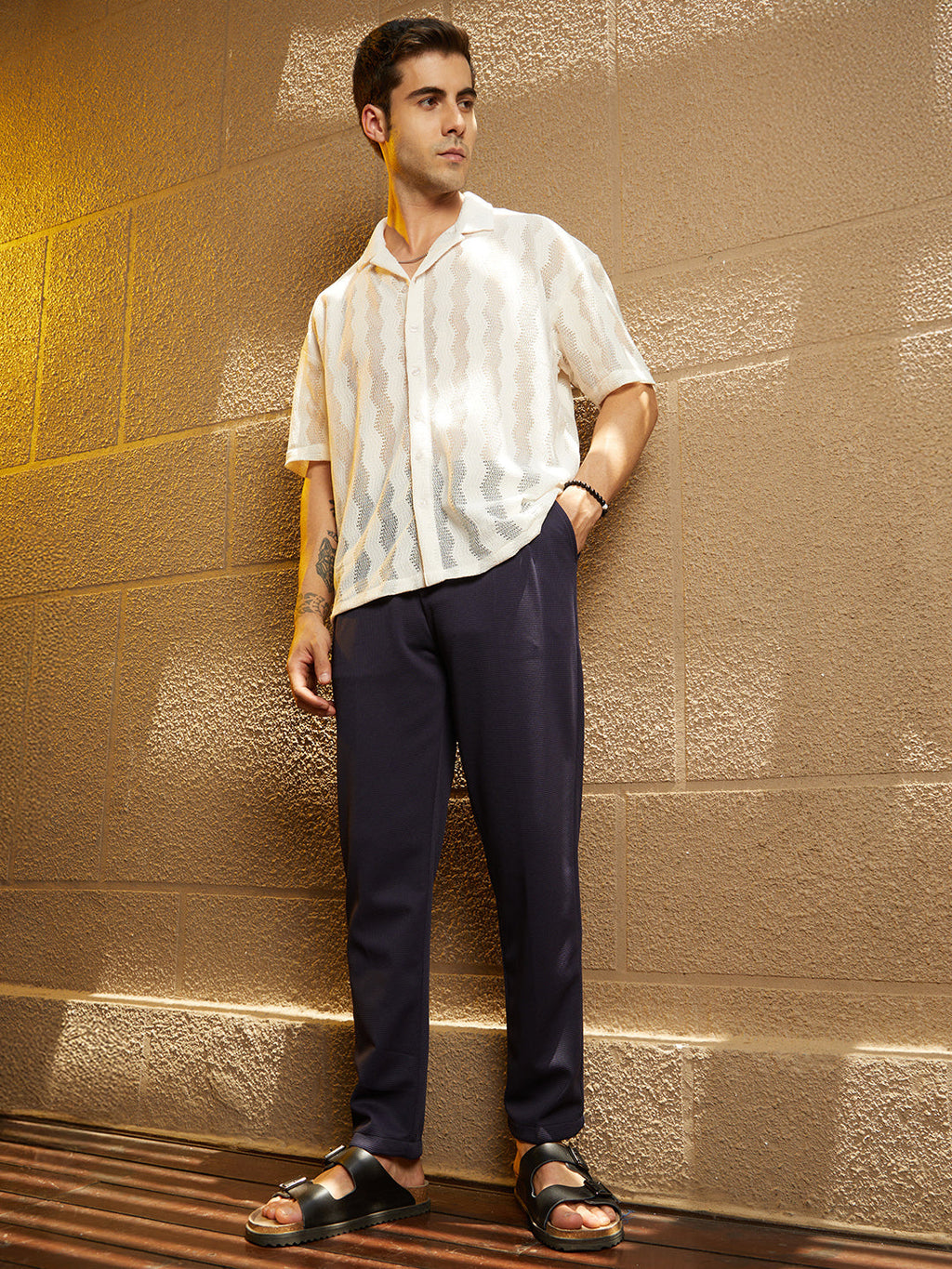 Micro-Waffle Chino Trousers