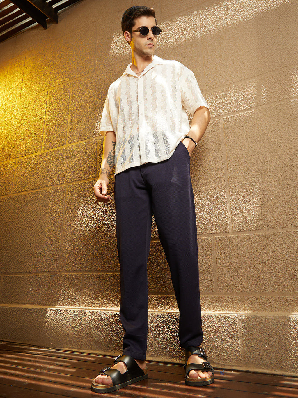 Micro-Waffle Chino Trousers