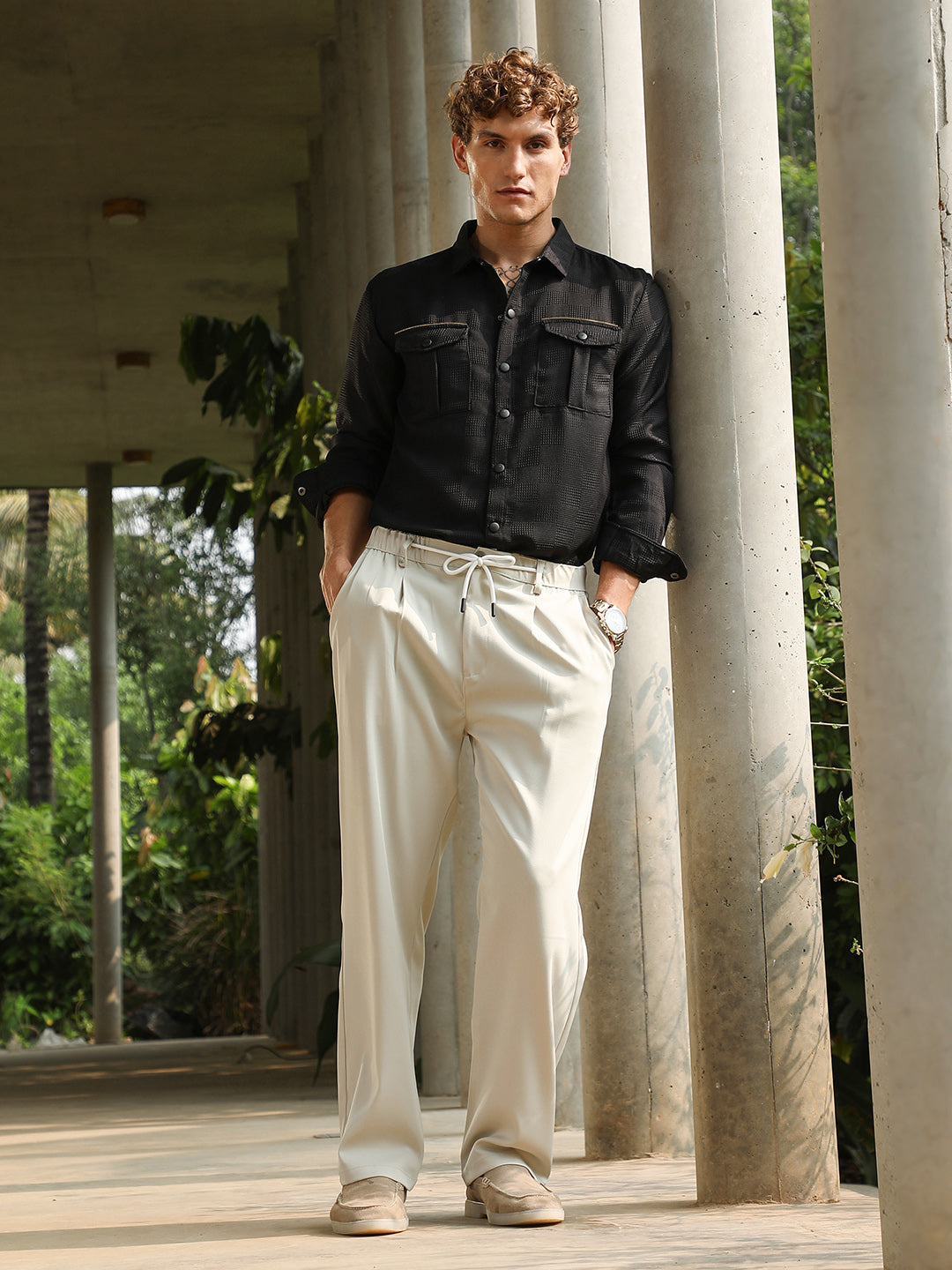 Straight Pleated Trousers