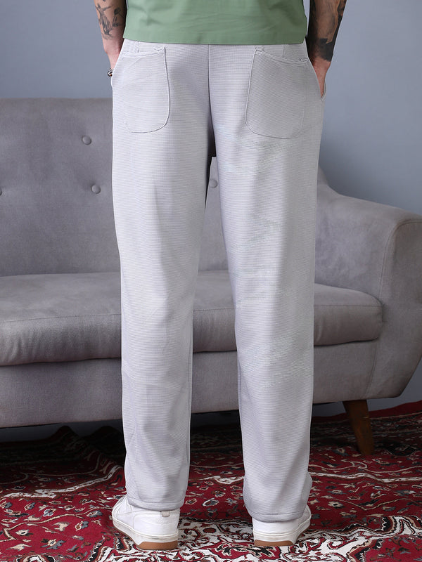 Micro-Waffle Straight Trousers