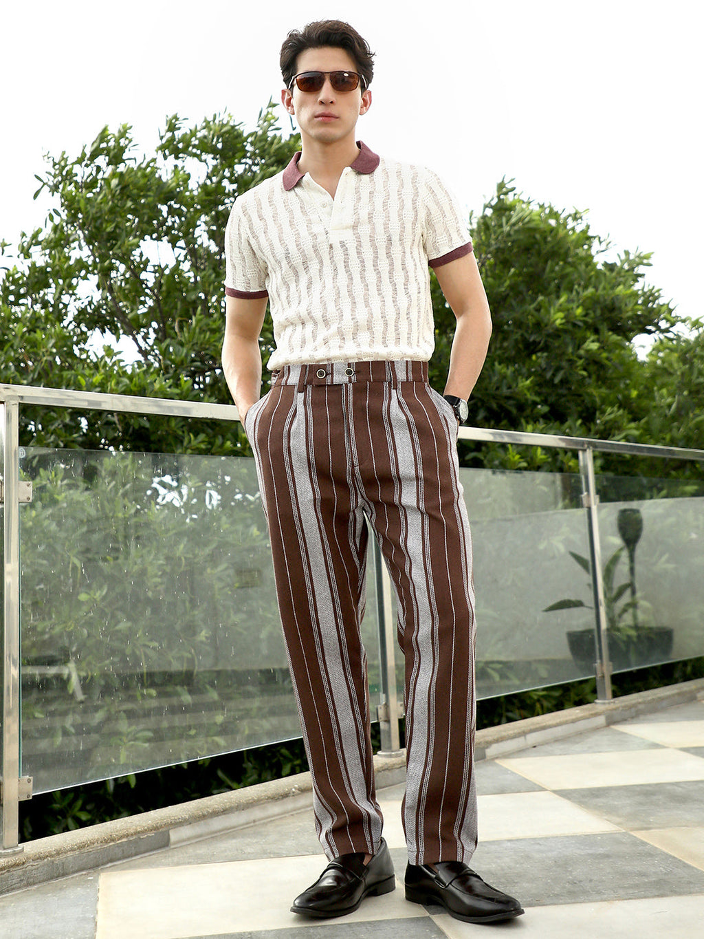 Brown Striped Trousers