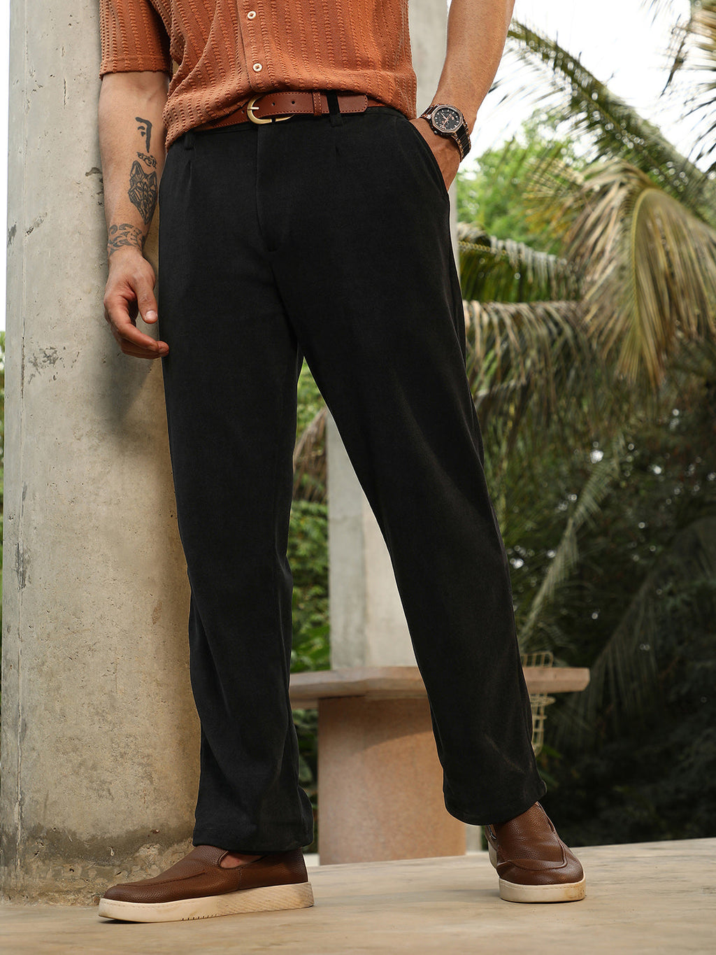 Corduroy Pleated Trousers