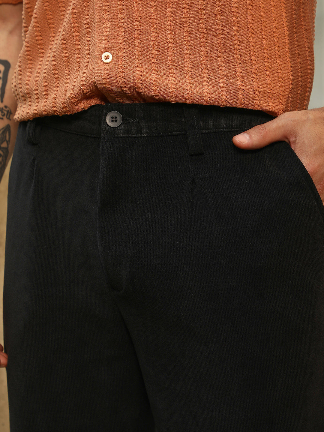 Corduroy Pleated Trousers