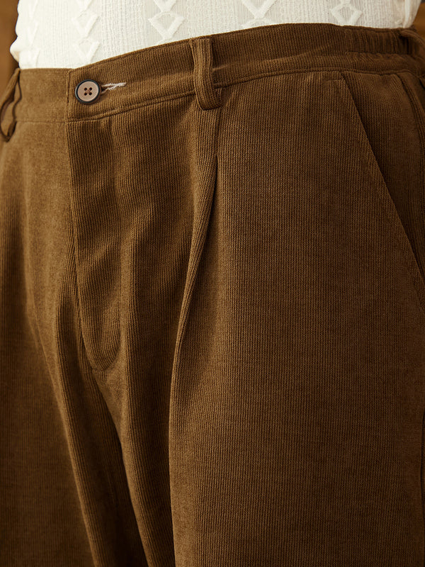 Corduroy Pleated Trousers