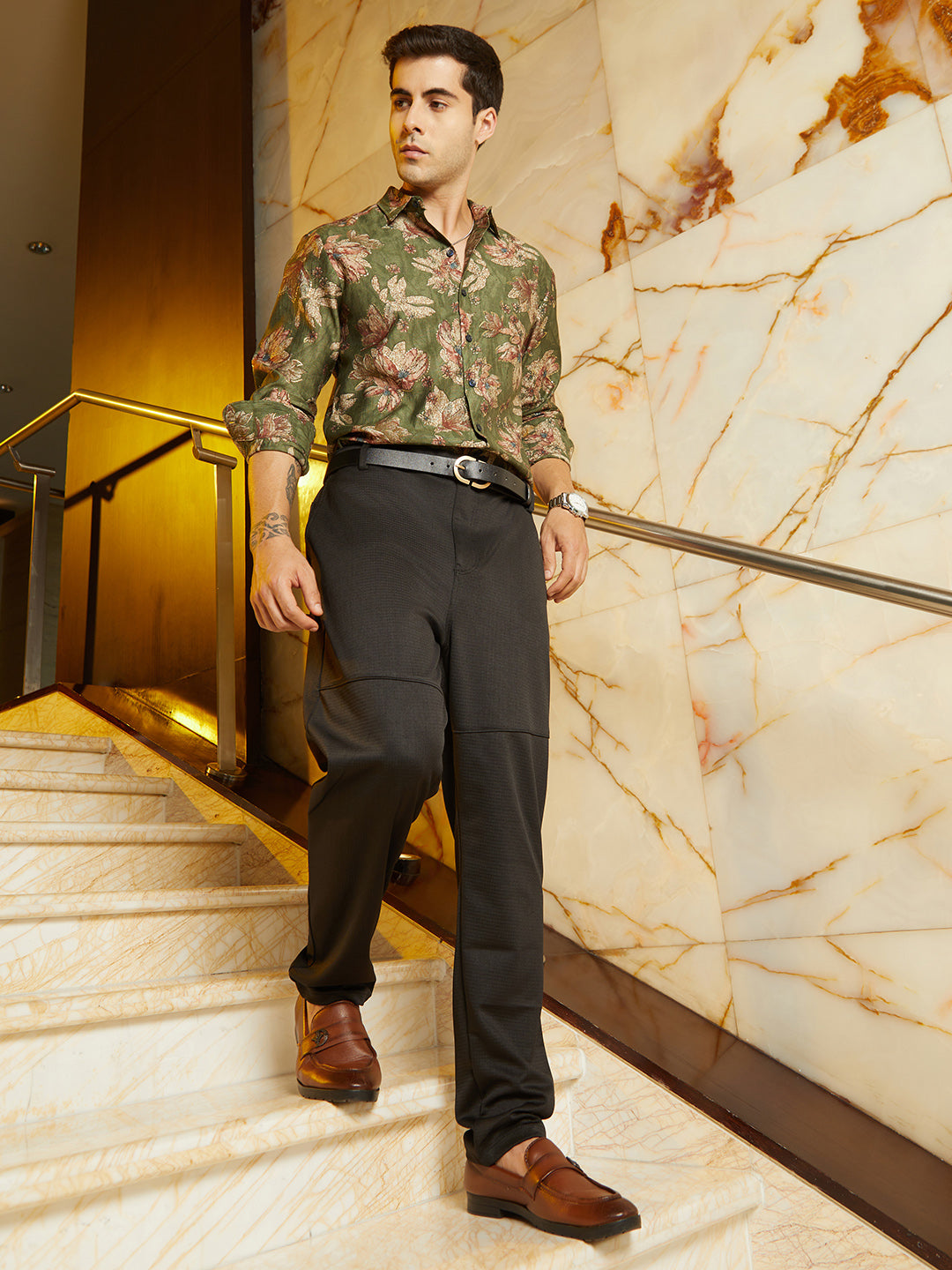 Panel-Waffle Chino Trousers