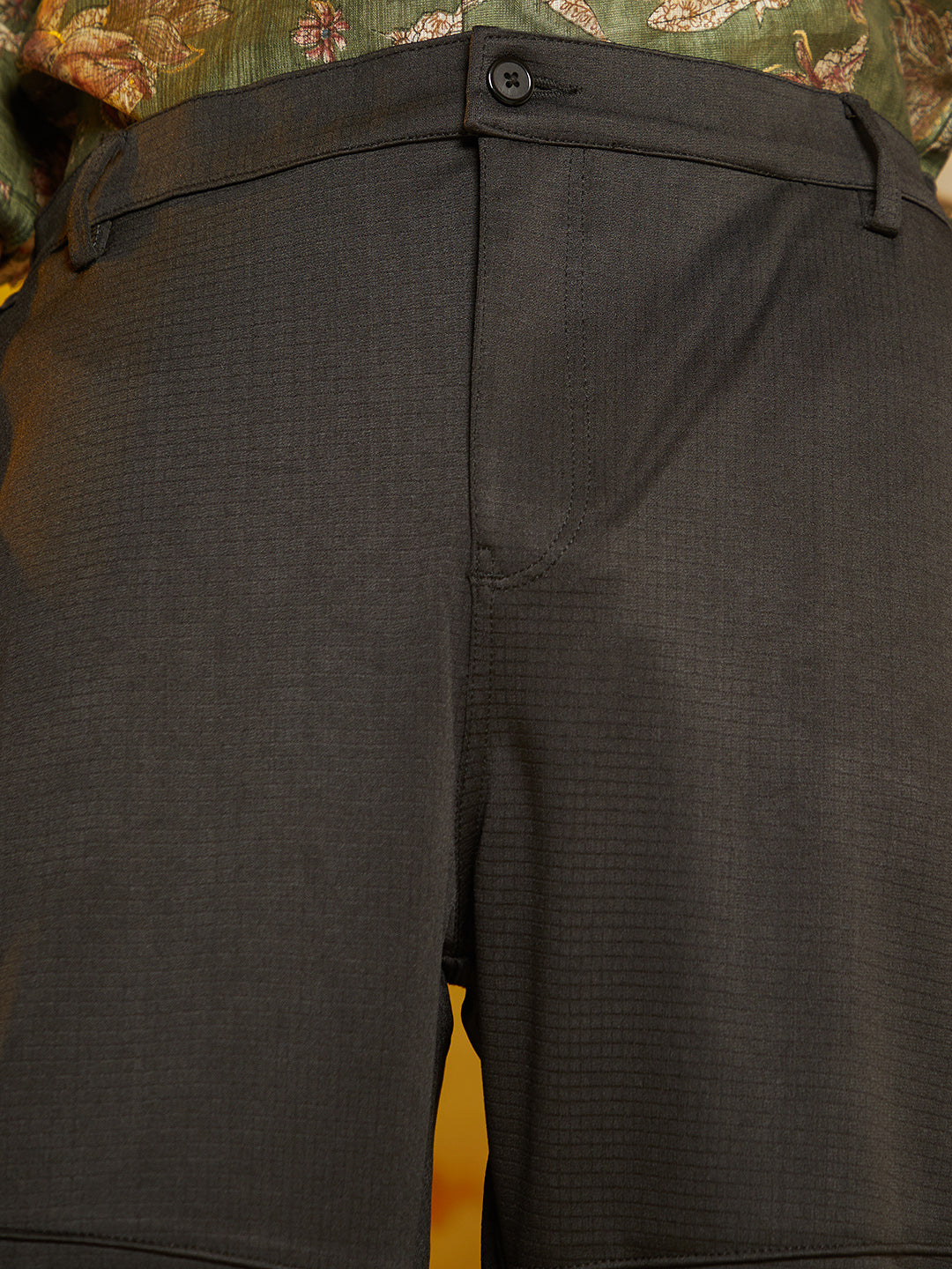 Panel-Waffle Chino Trousers