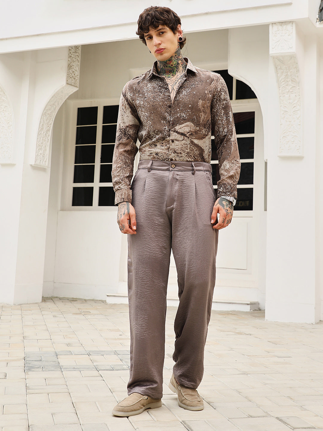 Lightweight - Creased-Pleated Straight Trousers