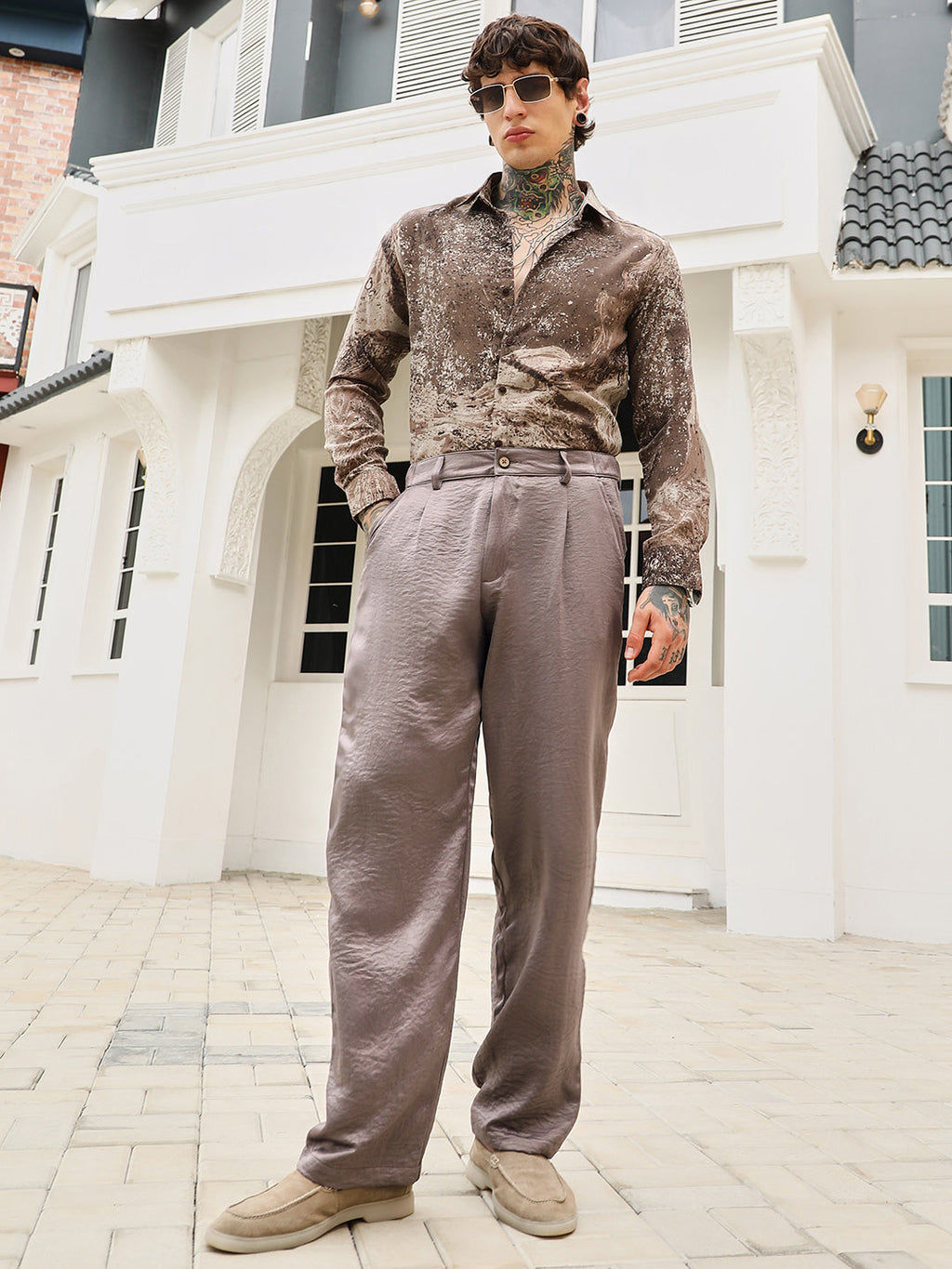 Lightweight - Creased-Pleated Straight Trousers