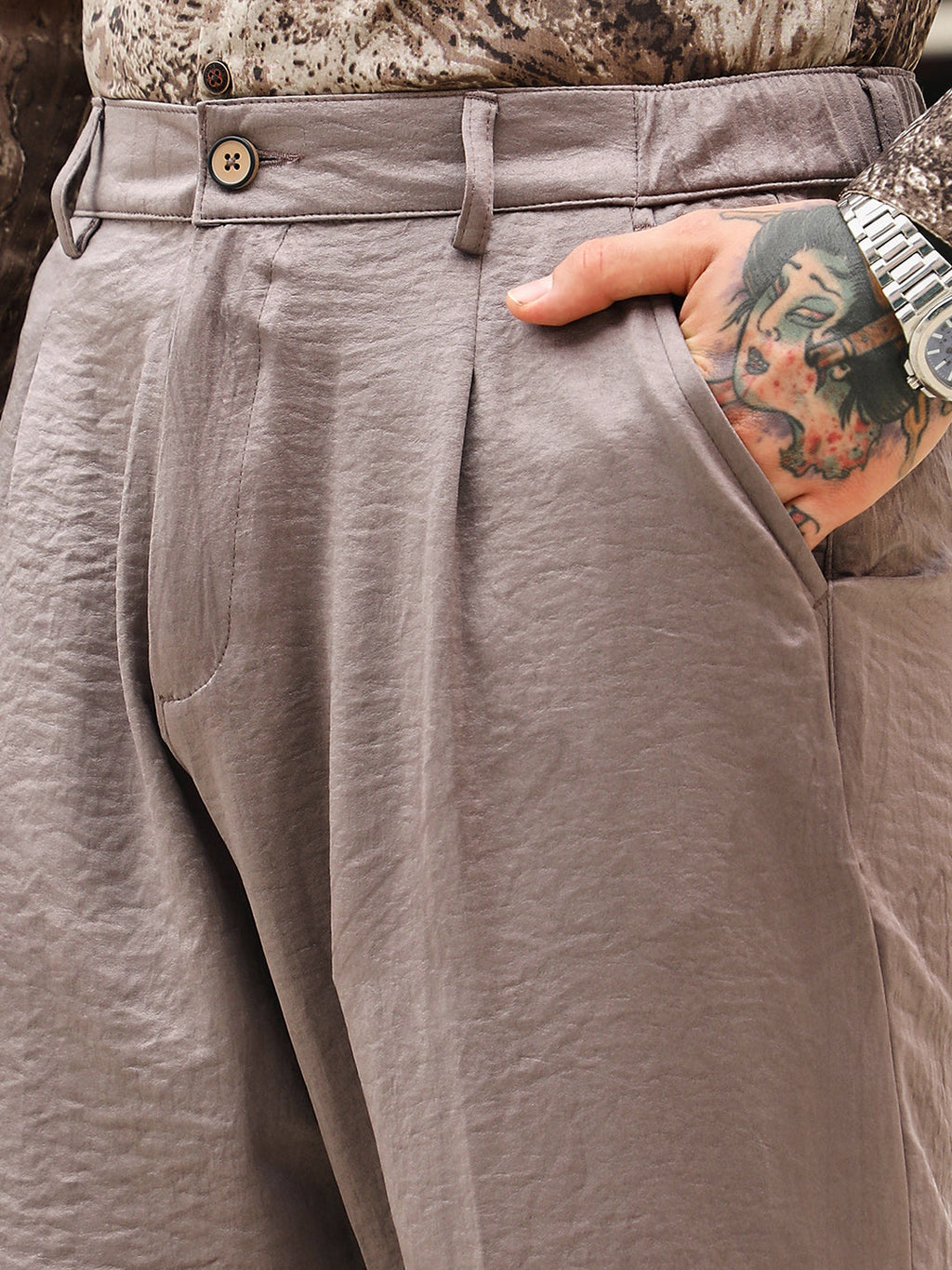 Lightweight - Creased-Pleated Straight Trousers