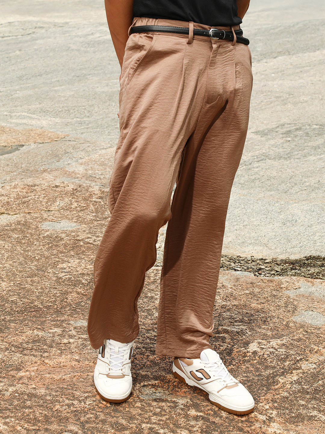 Lightweight - Creased-Pleated Straight Trousers