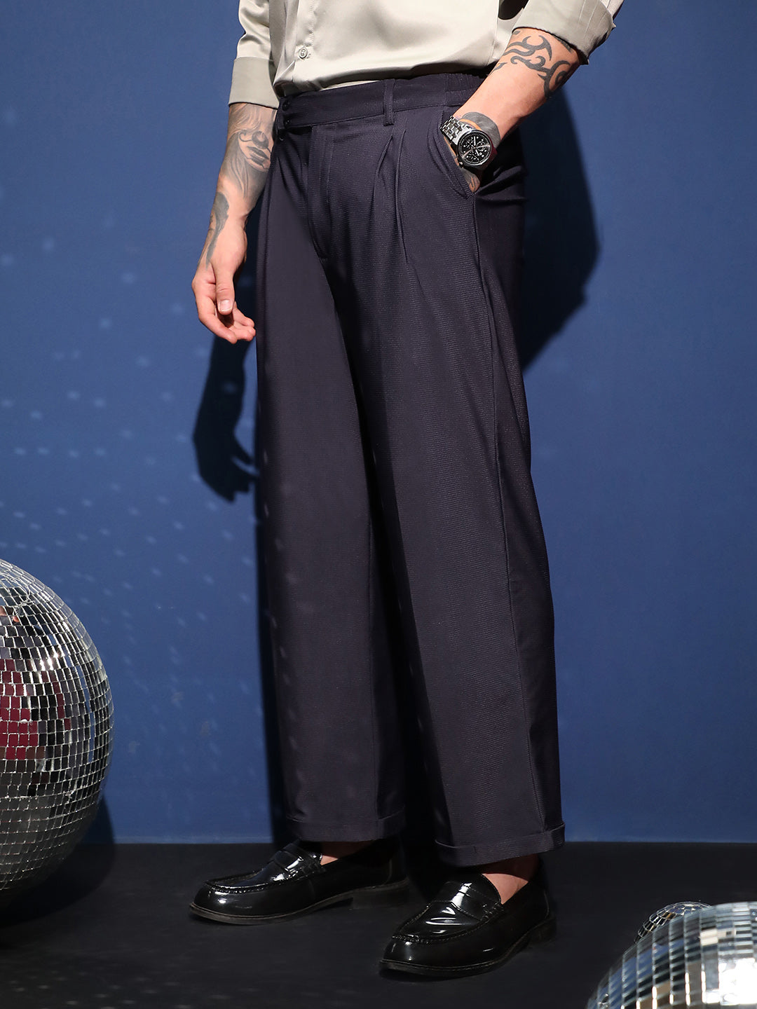 Pleated Cuffed Trousers