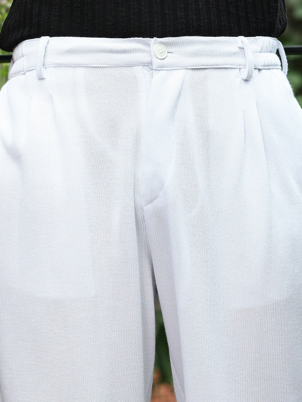 Pleated-Ribbed Trousers