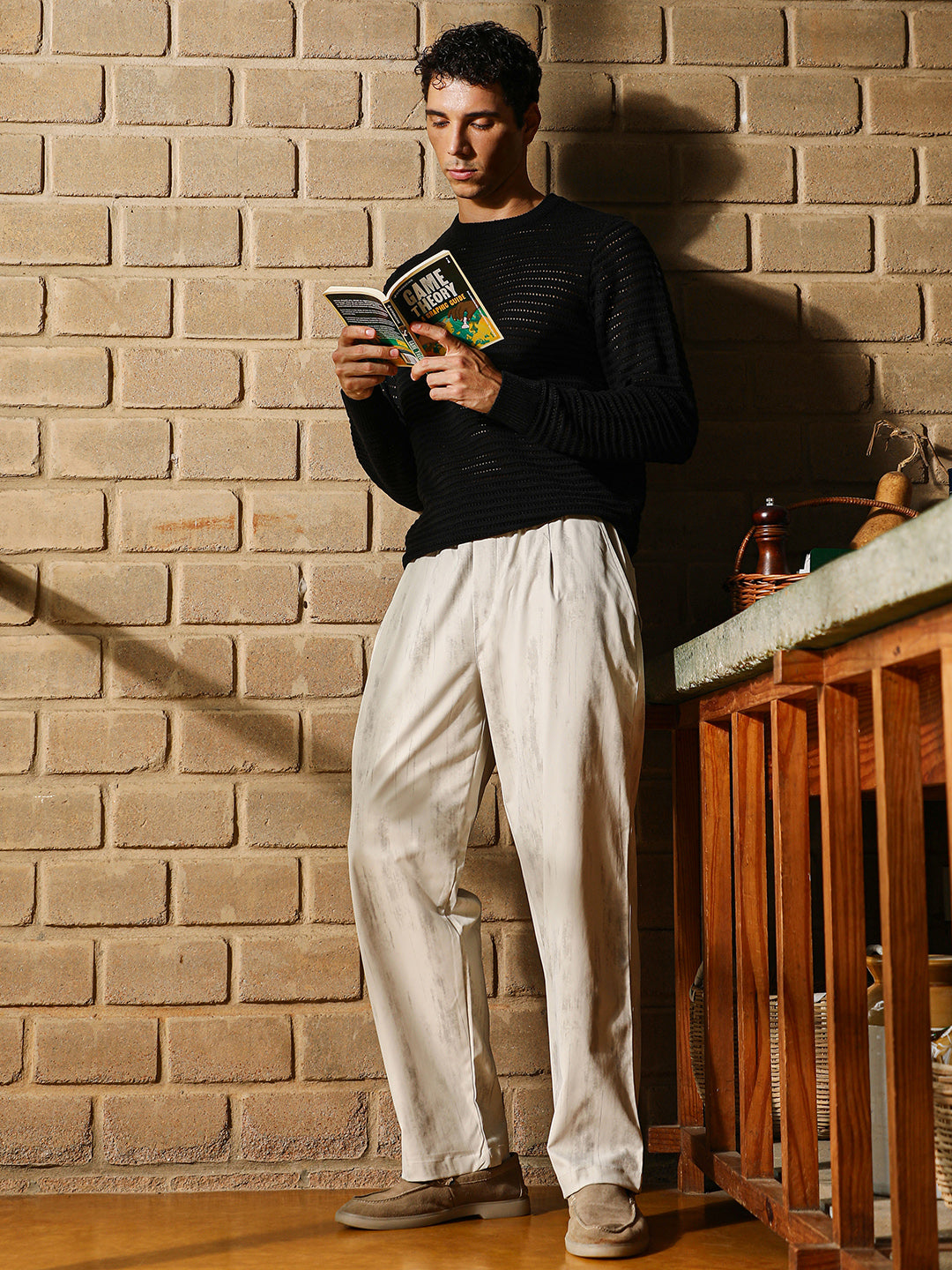 Gazed-Imprint Relaxed Trousers