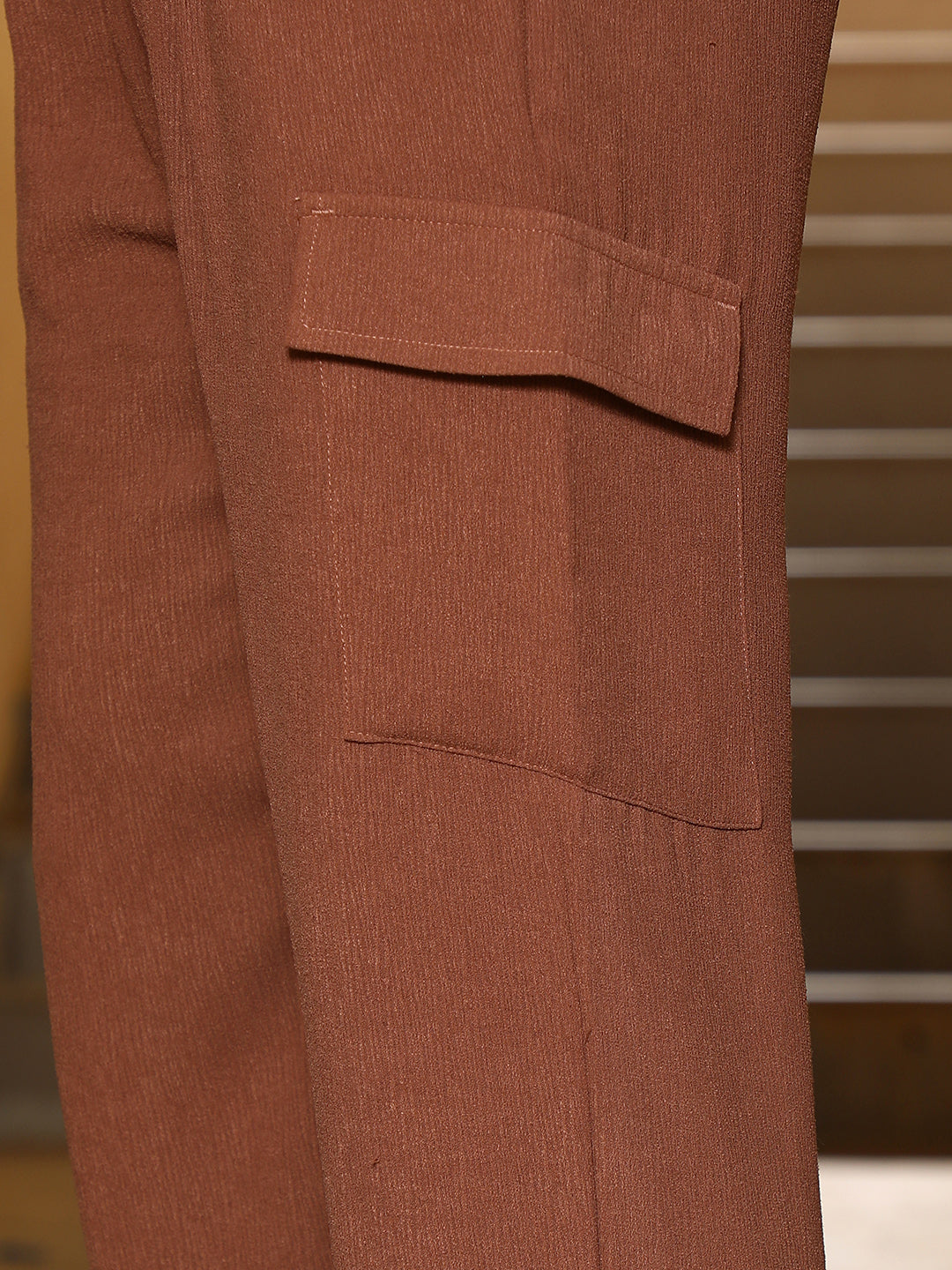Pleated-Textured Cargo Trousers