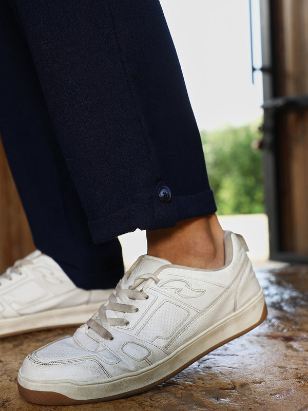 Pleated-Textured Cargo Trousers