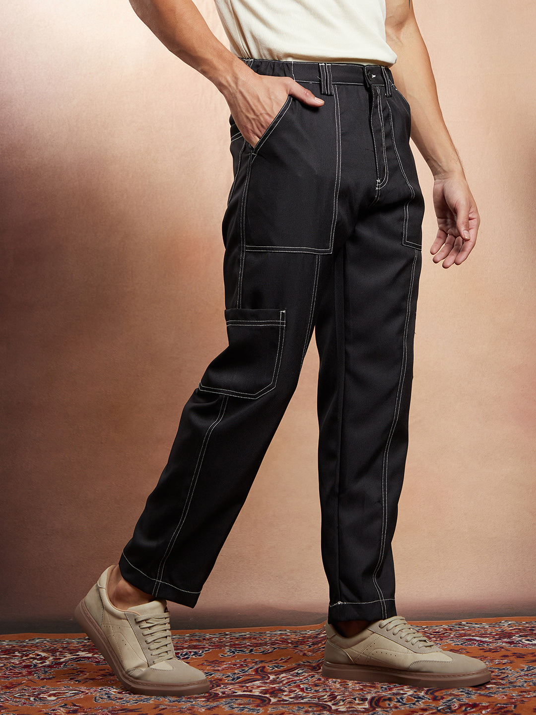 Contrast-Stitch Carpenter Utility Trousers