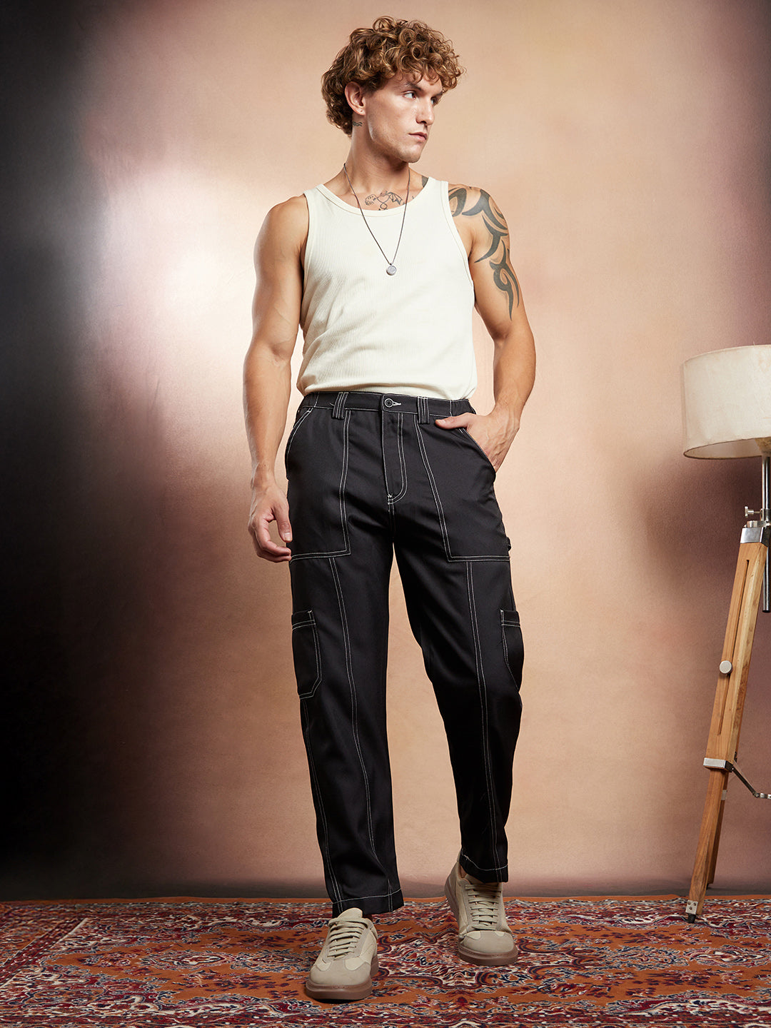 Contrast-Stitch Carpenter Utility Trousers