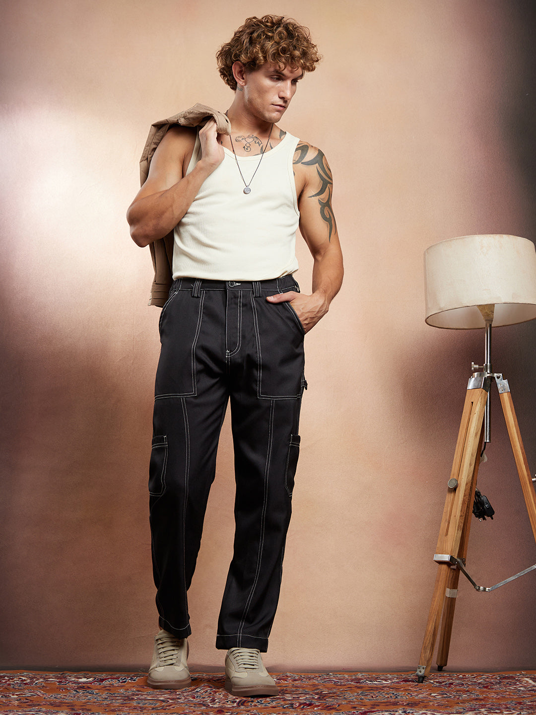 Contrast-Stitch Carpenter Utility Trousers