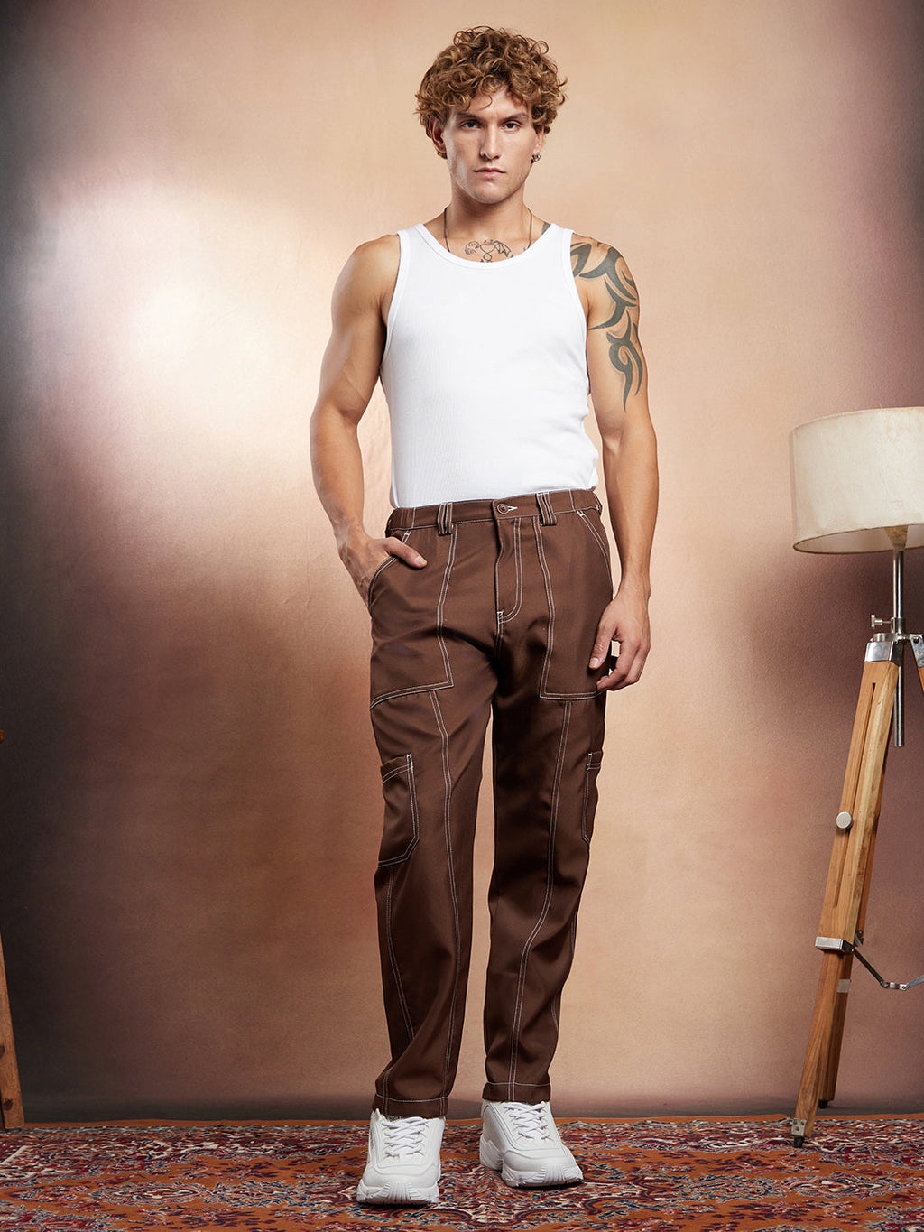 Contrast-Stitch Carpenter Utility Trousers