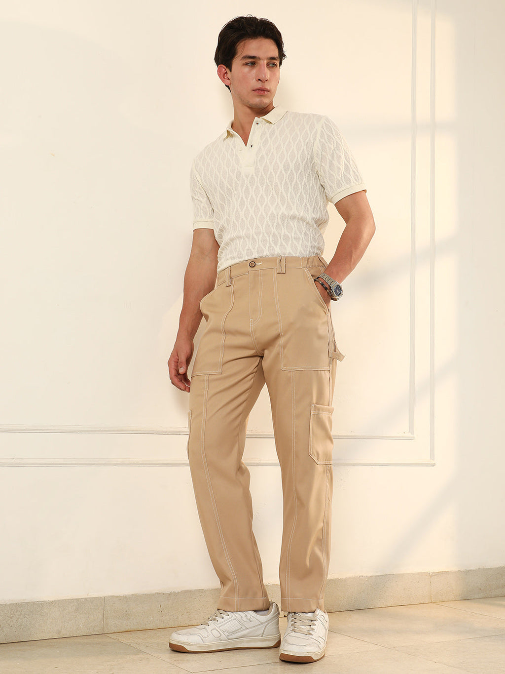 Contrast Stitch Carpenter Trousers