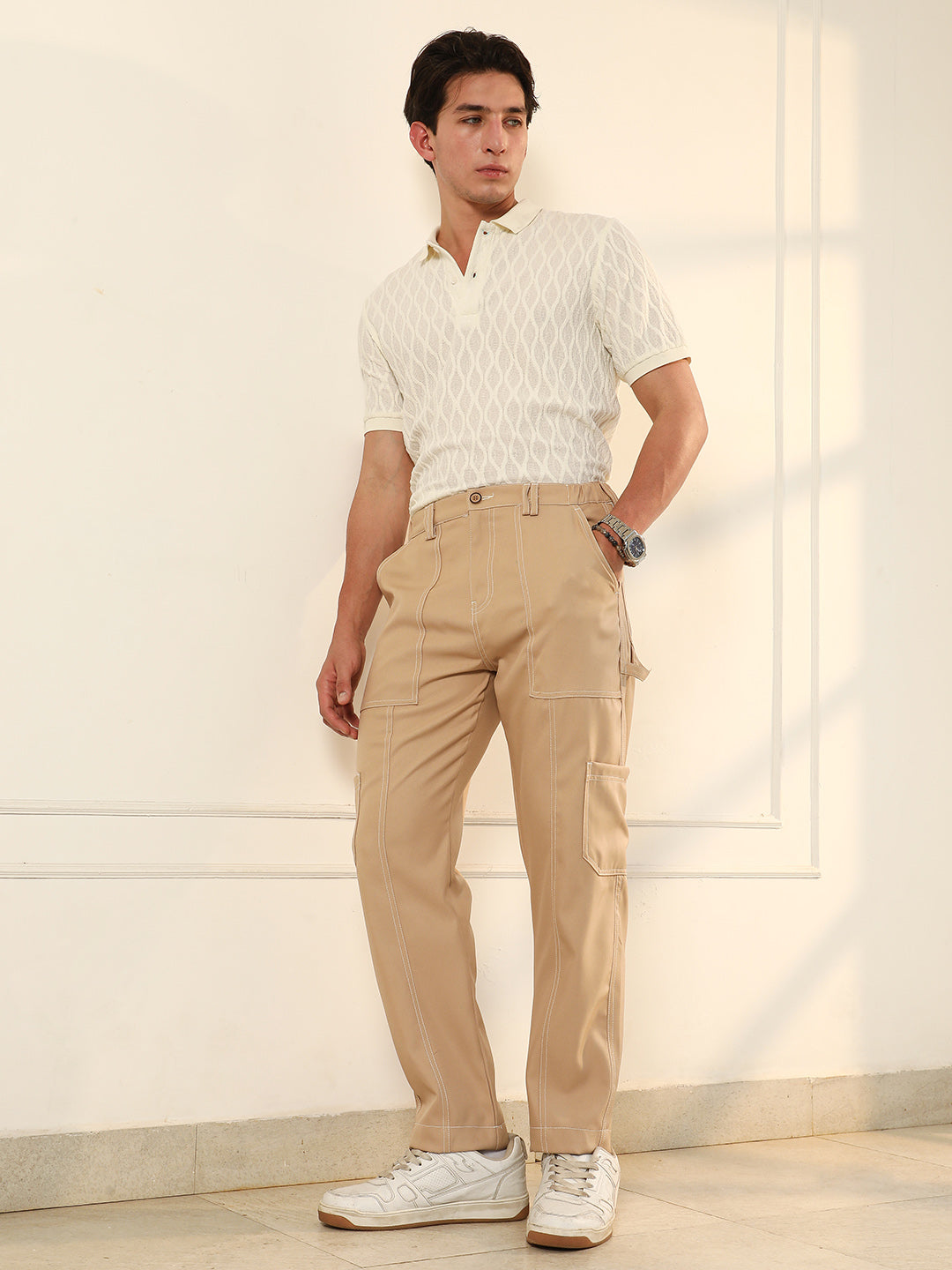 Contrast Stitch Carpenter Trousers