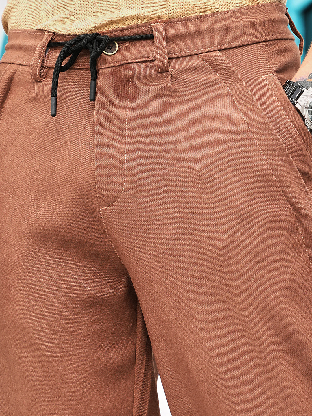 Twill-Panelled Chino Trousers