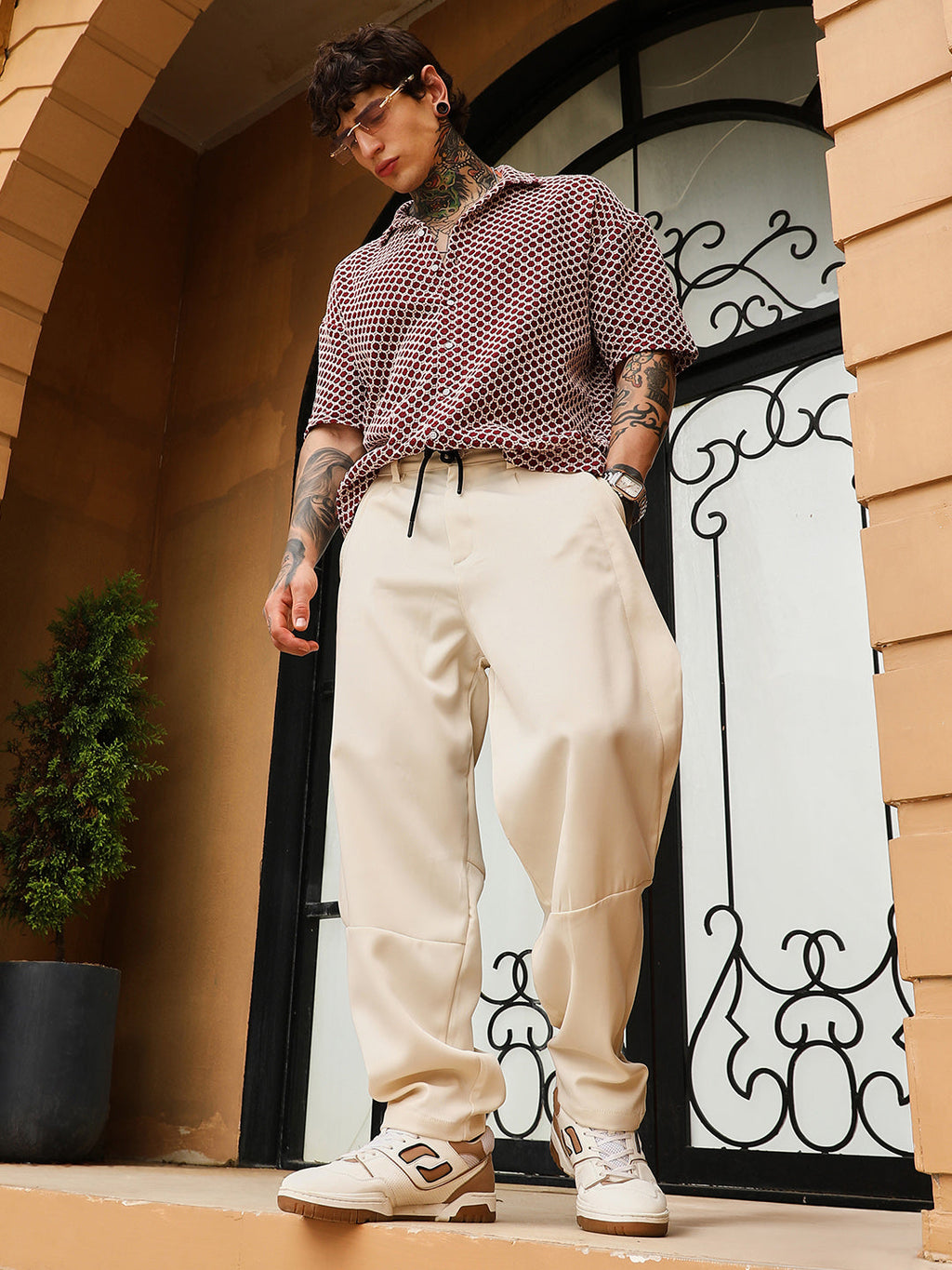 Twill-Panelled Chino Trousers