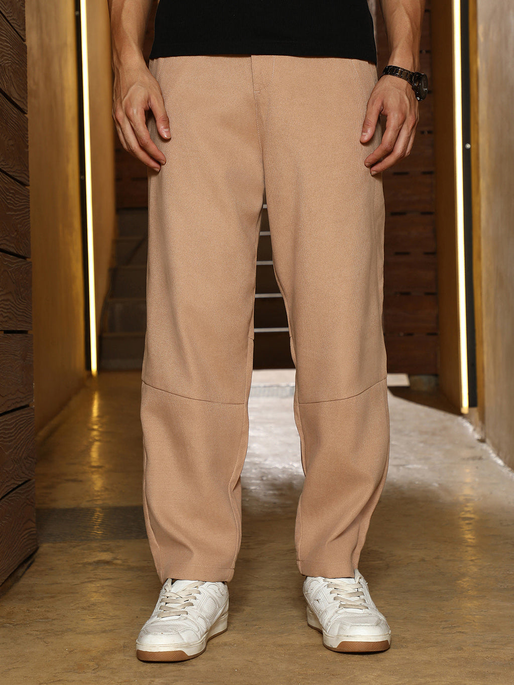 Twill-Panelled Chino Trousers