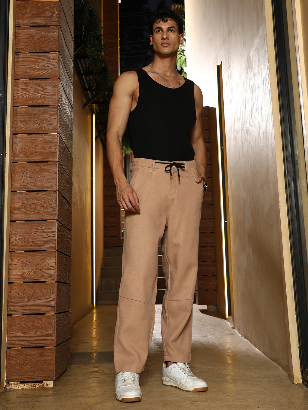 Twill-Panelled Chino Trousers