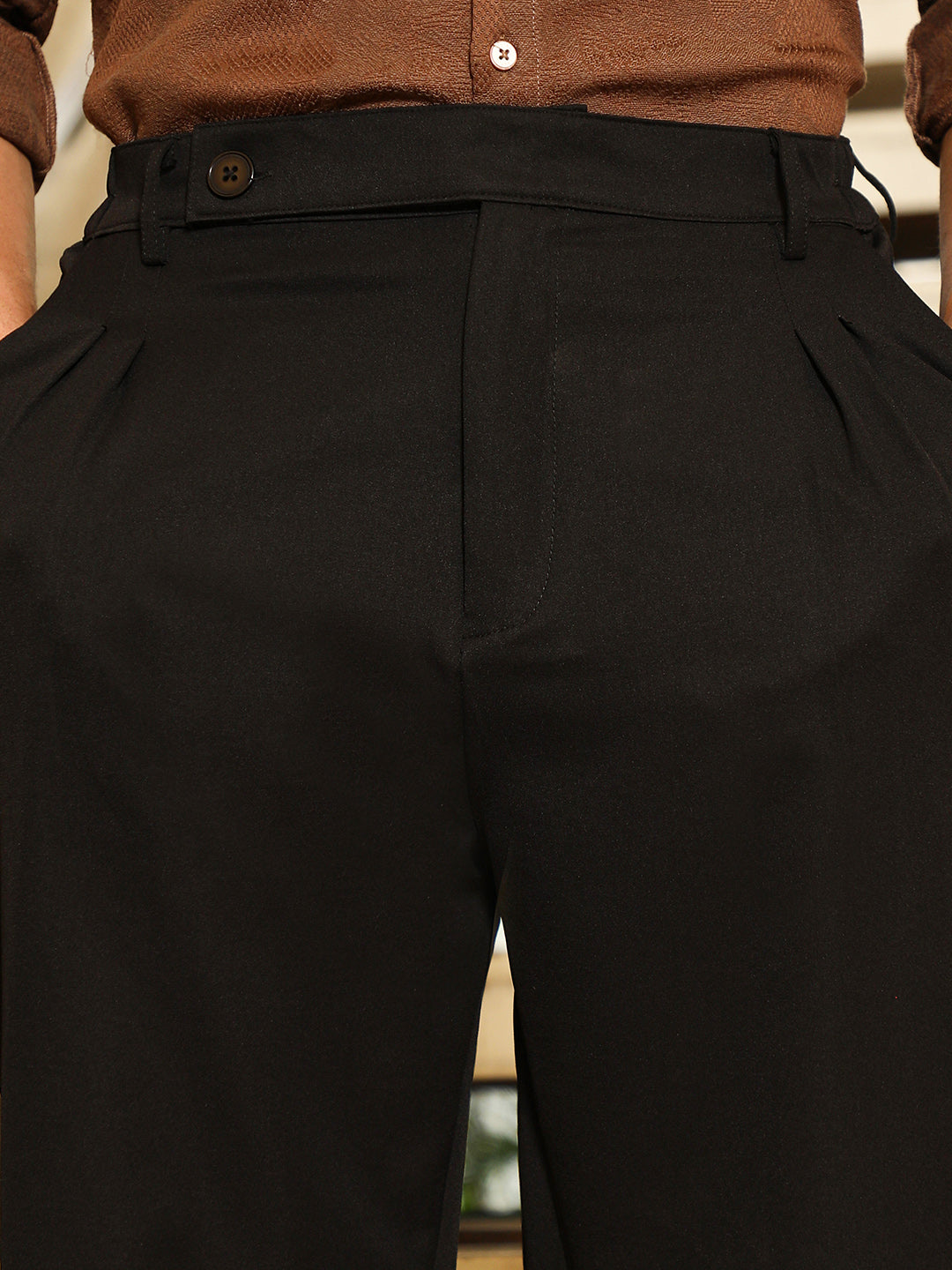 Extended-Waistband Straight Trousers