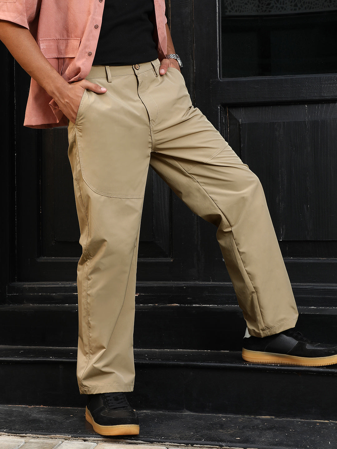 Panelled Straight-Fit Trousers