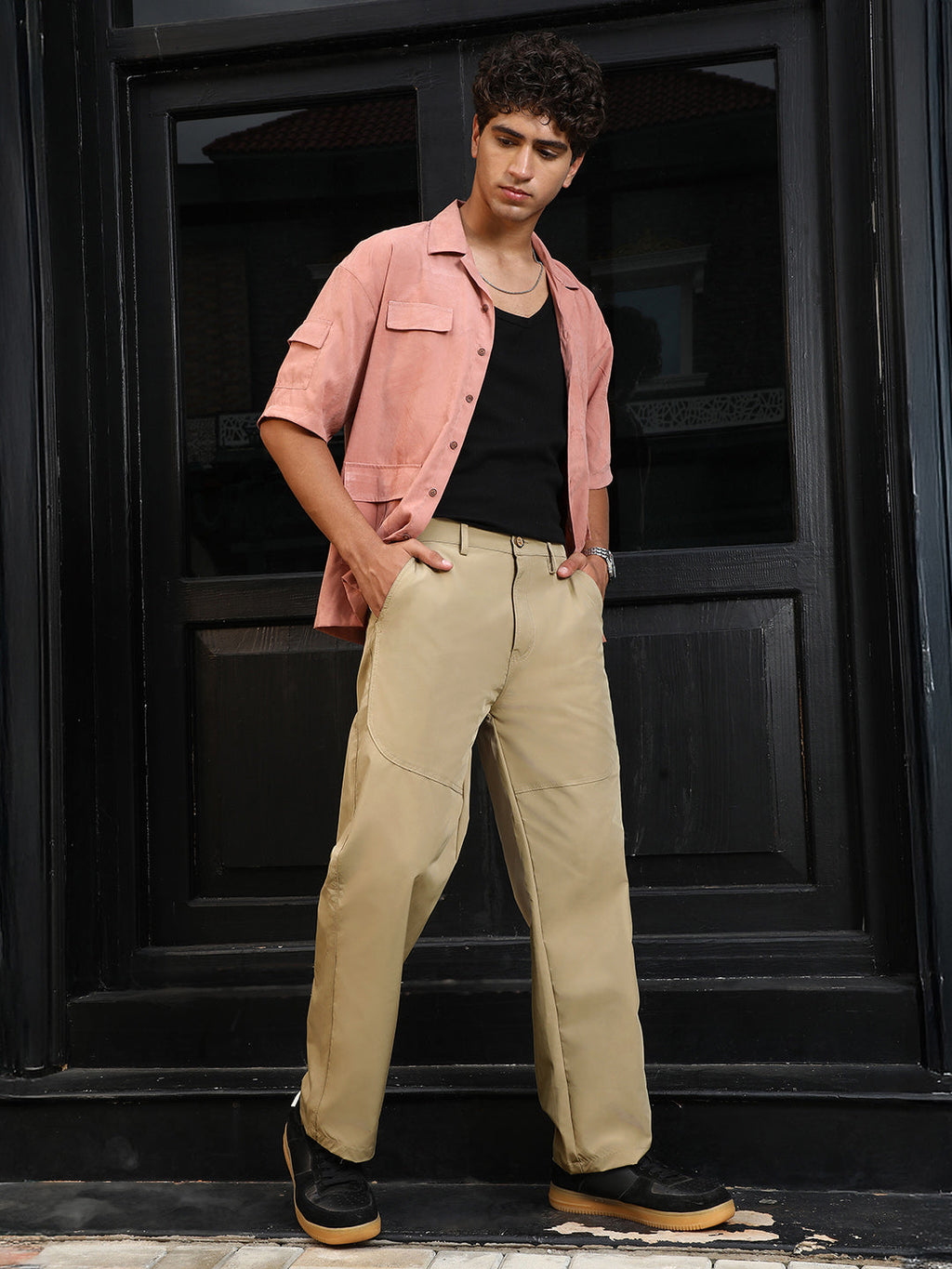 Panelled Straight-Fit Trousers