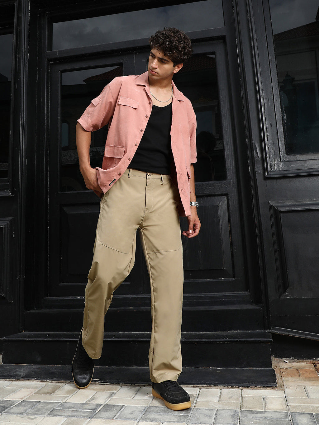 Panelled Straight-Fit Trousers