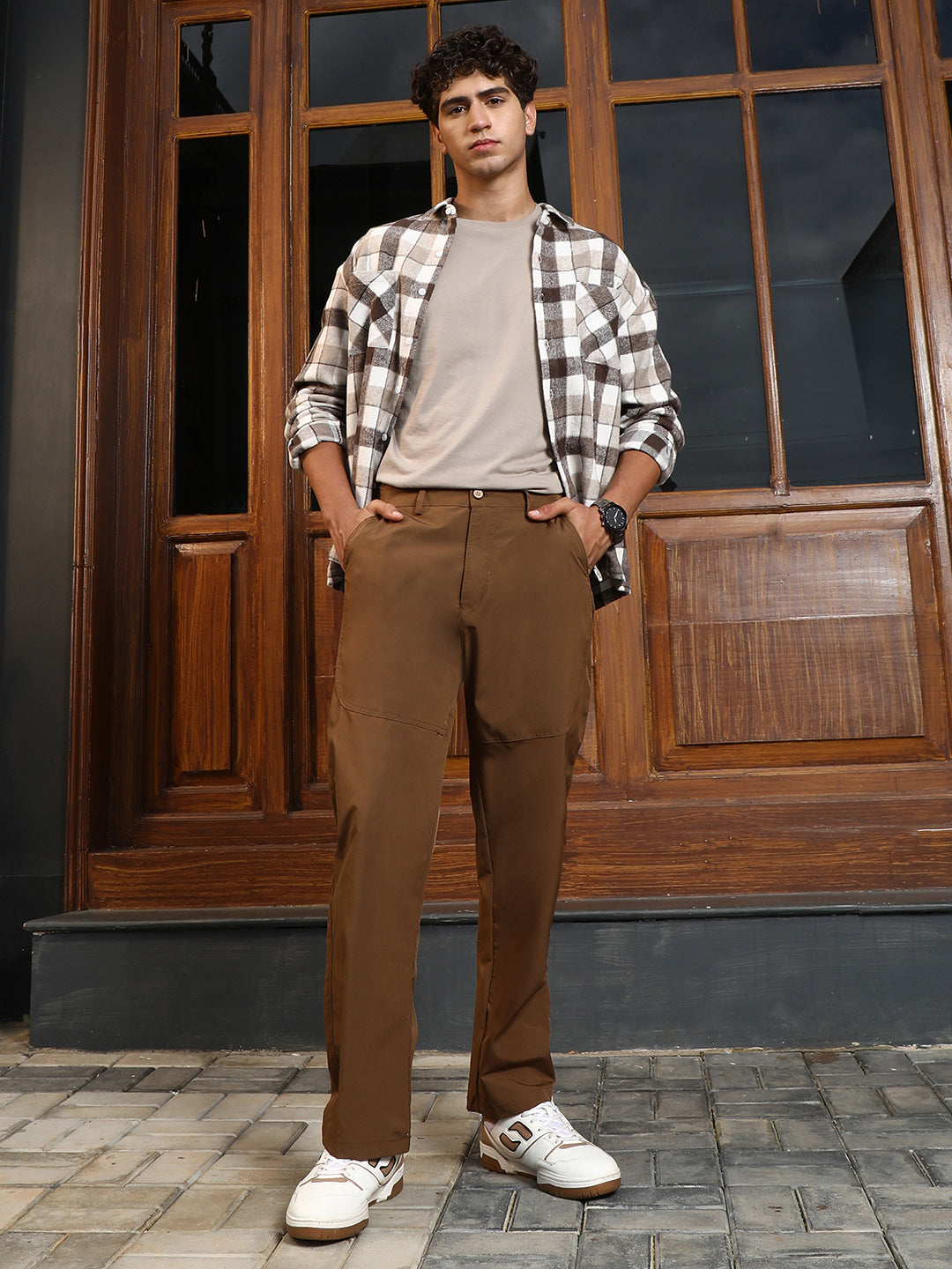 Panelled Straight-Fit Trousers