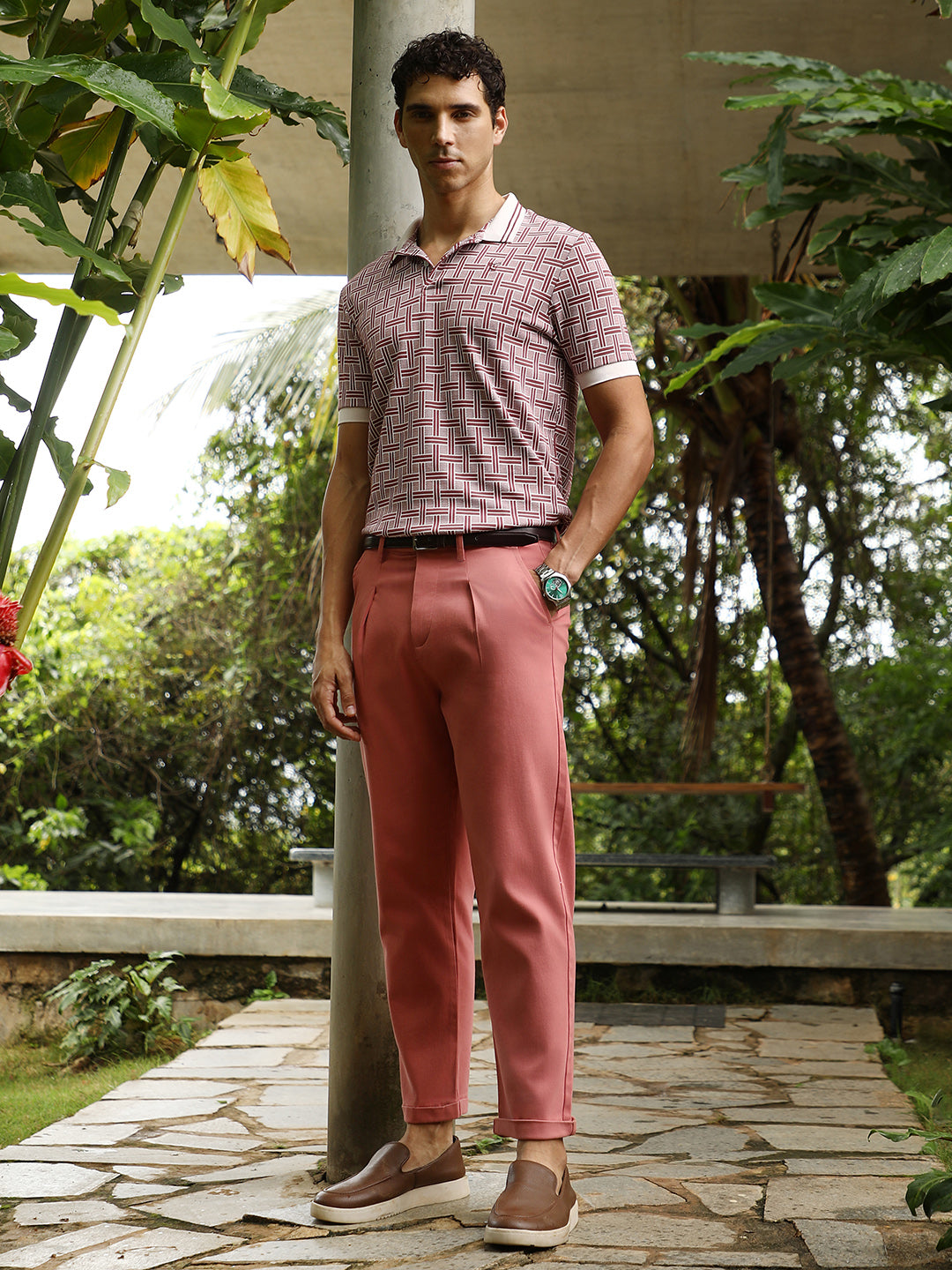 Pleated-Cuffed Tailored Trousers