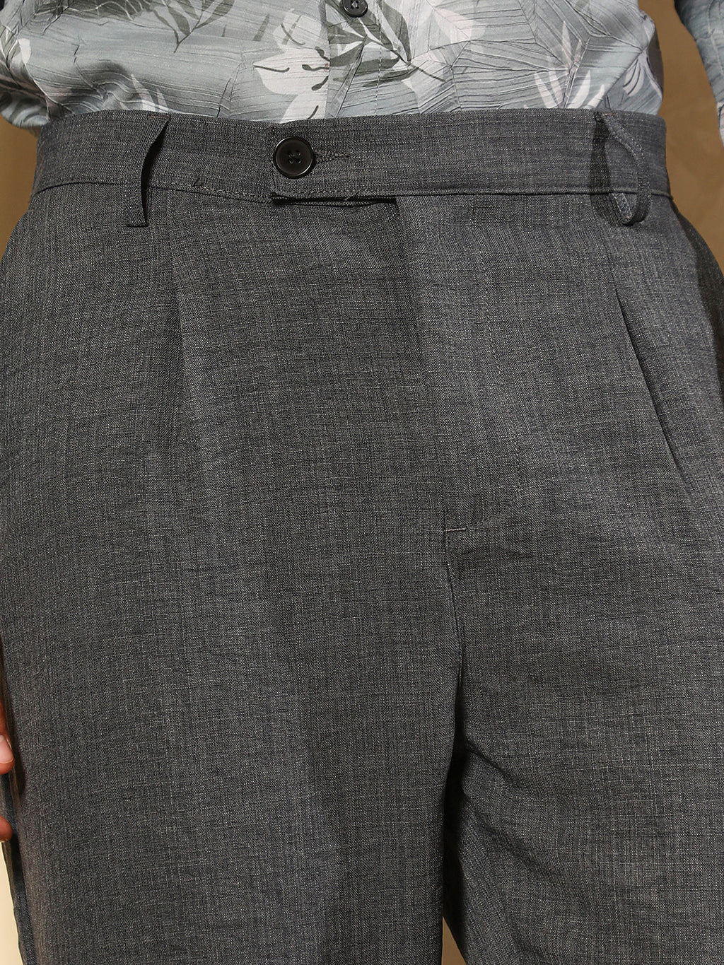 Pleated-Dobby Tailored Trousers