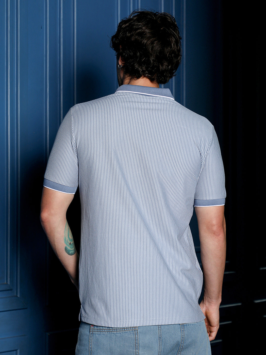 Jacquard-Striped Polo T-Shirt