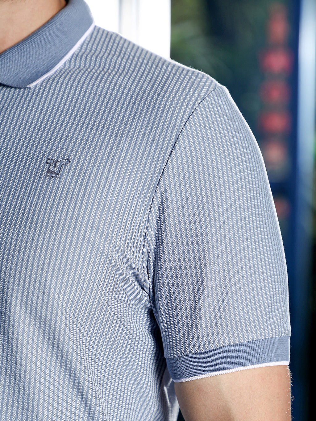 Jacquard-Striped Polo T-Shirt