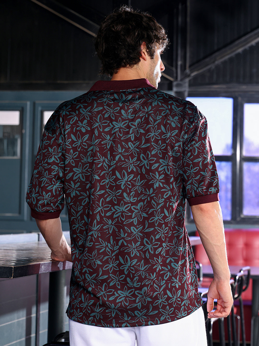 Floral-Jacquard Polo T-Shirt