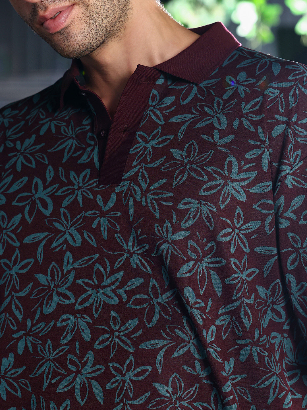 Floral-Jacquard Polo T-Shirt