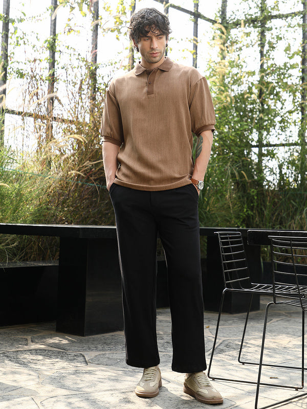 Textured-Knit Polo T-Shirt