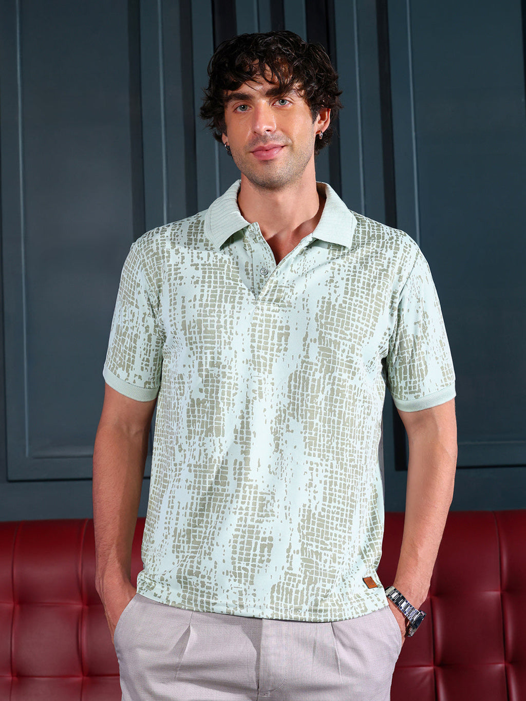 Abstract-Gravel Print Polo T-Shirt