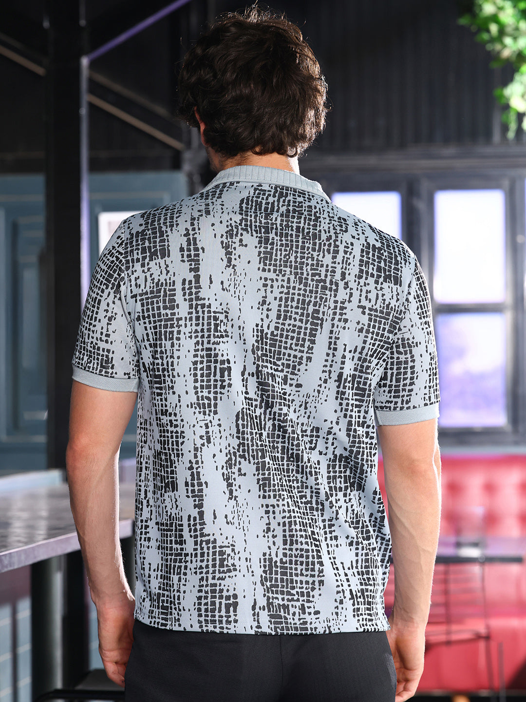 Abstract-Gravel Print Polo T-Shirt