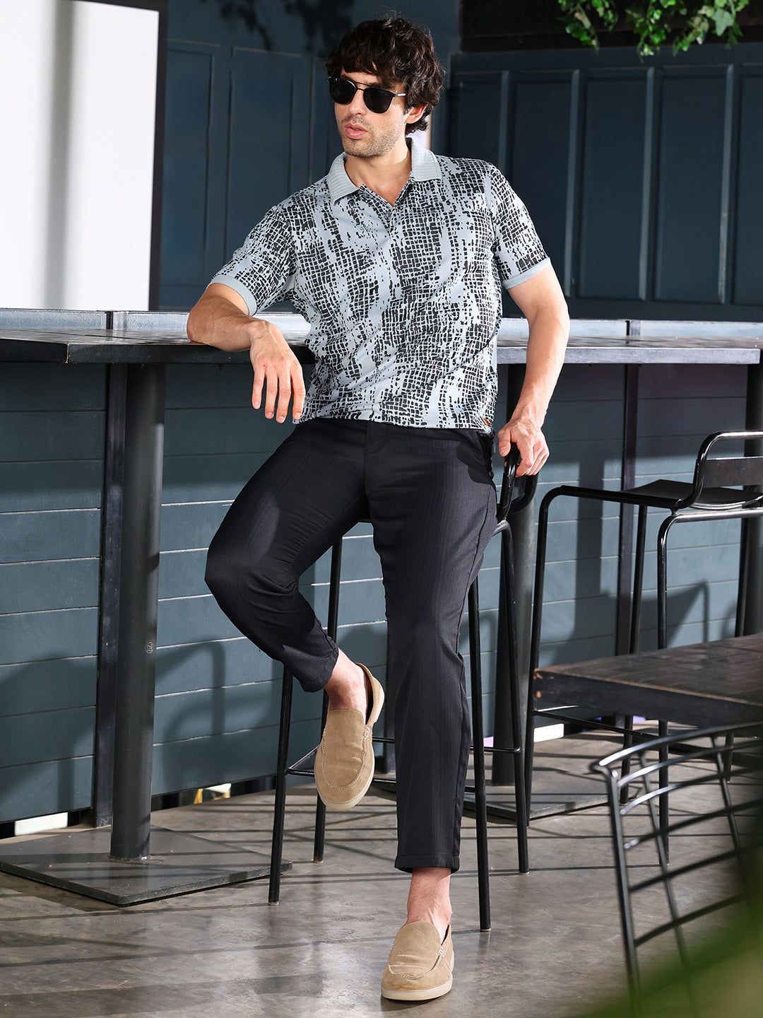 Abstract-Gravel Print Polo T-Shirt