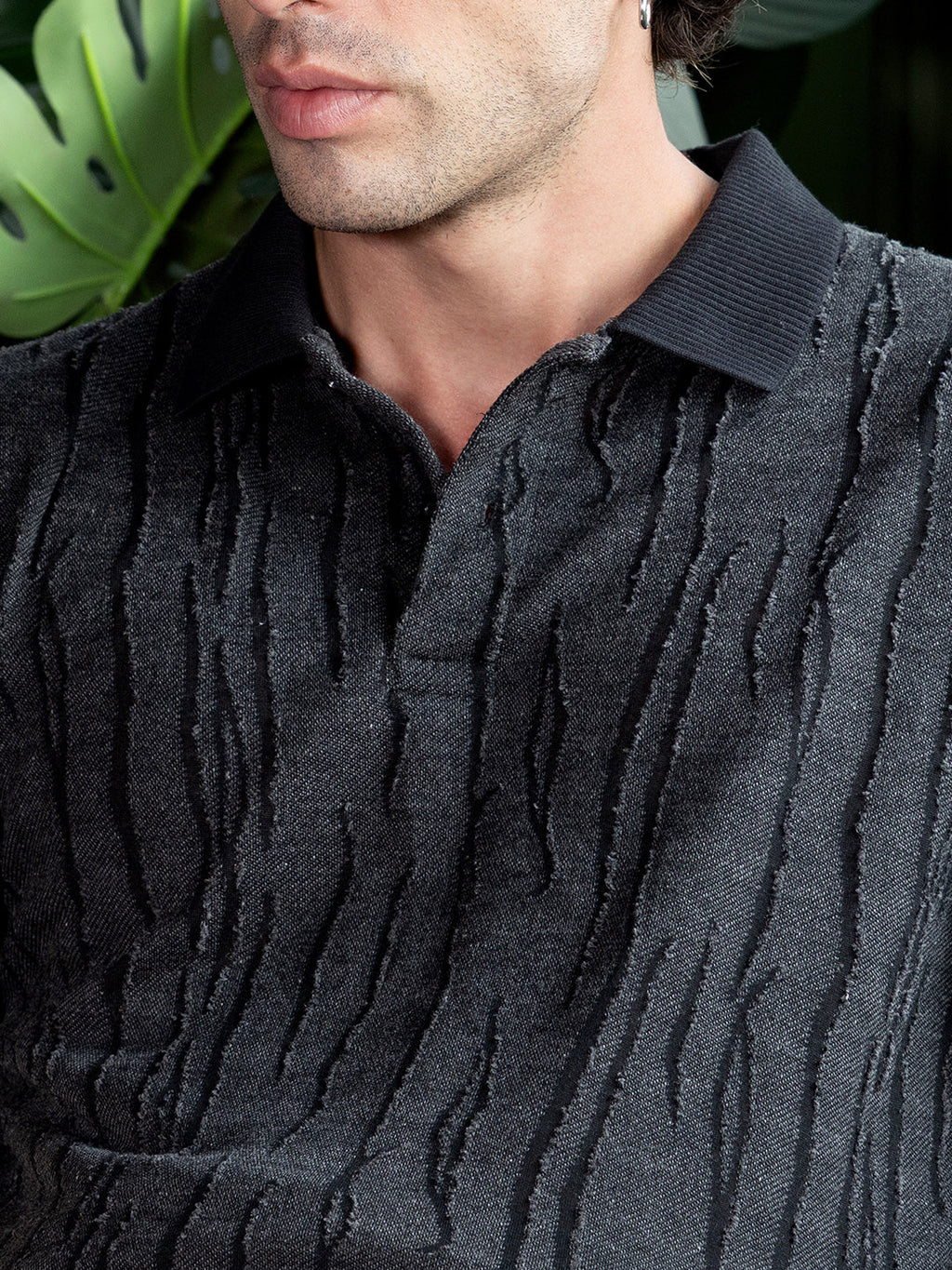 Crevice-Jacquard Polo T-Shirt