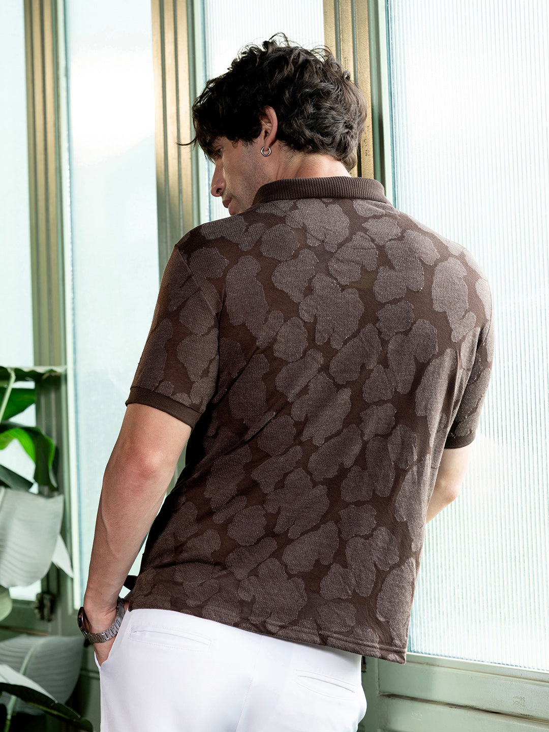 Smear-Jacquard Polo T-Shirt