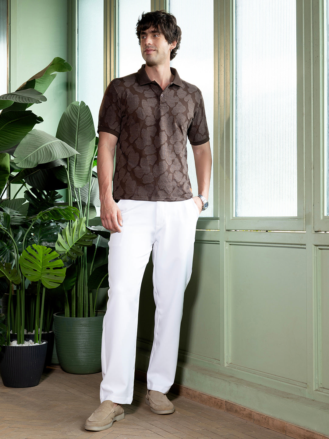 Smear-Jacquard Polo T-Shirt
