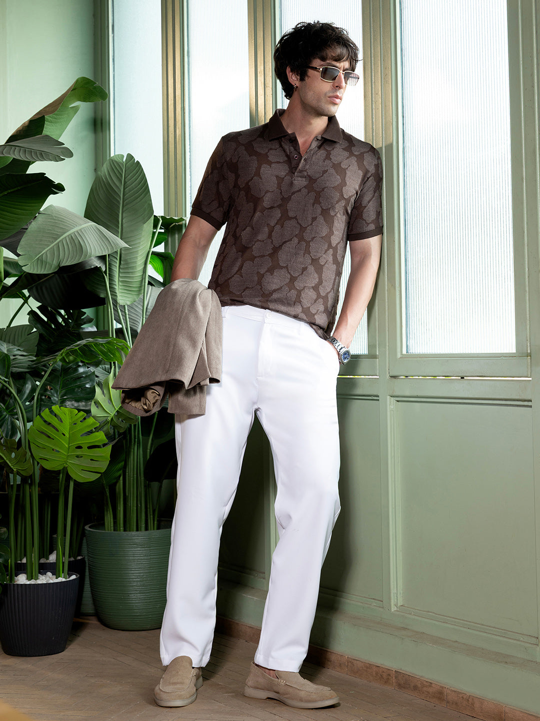 Smear-Jacquard Polo T-Shirt